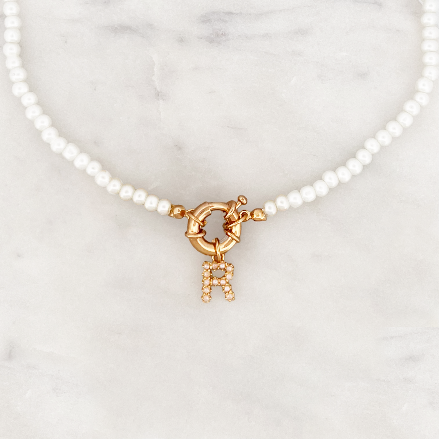 Glass Pearls Choker Pearl Initial