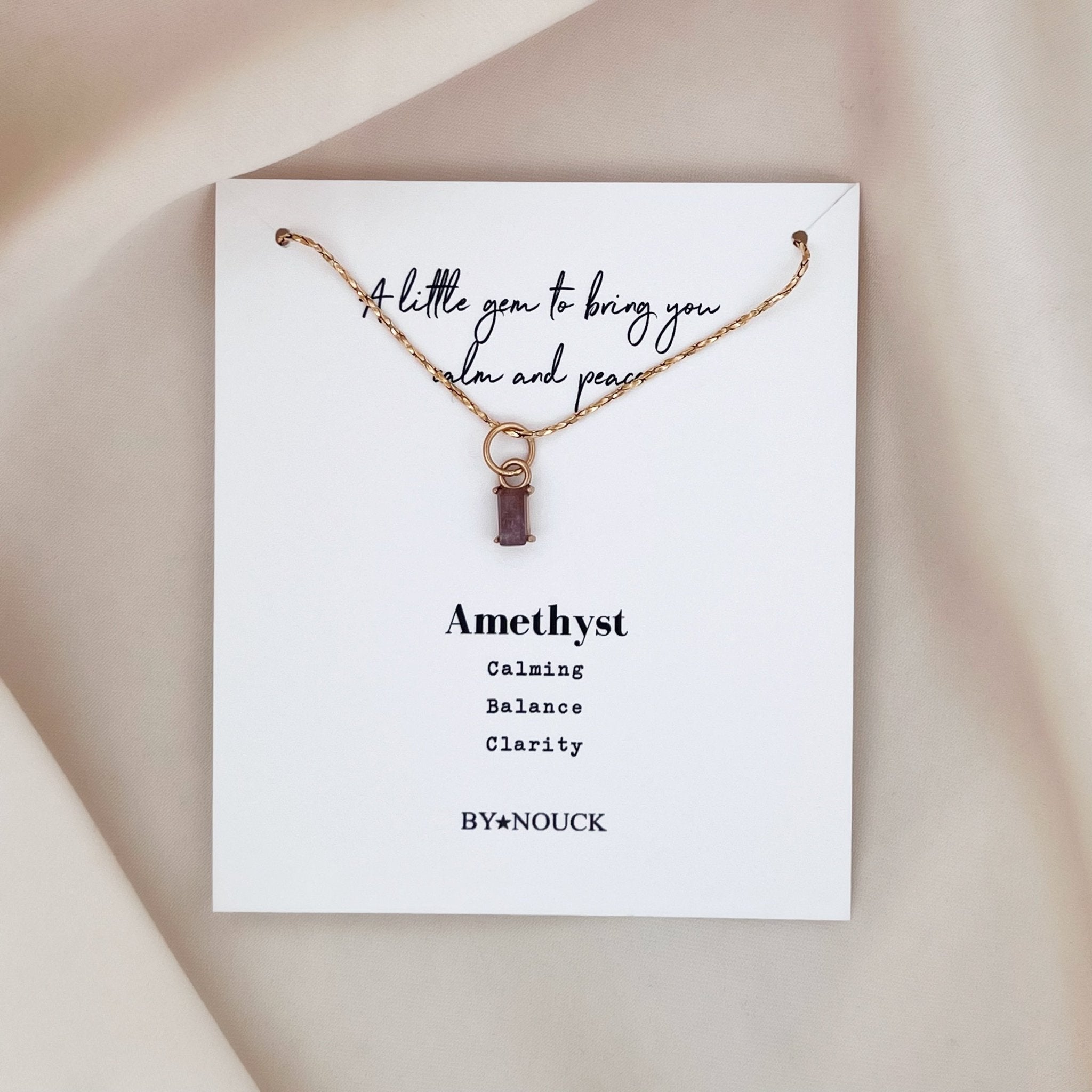 Necklace Amethyst Stone Baguette - ByNouck Jewelry