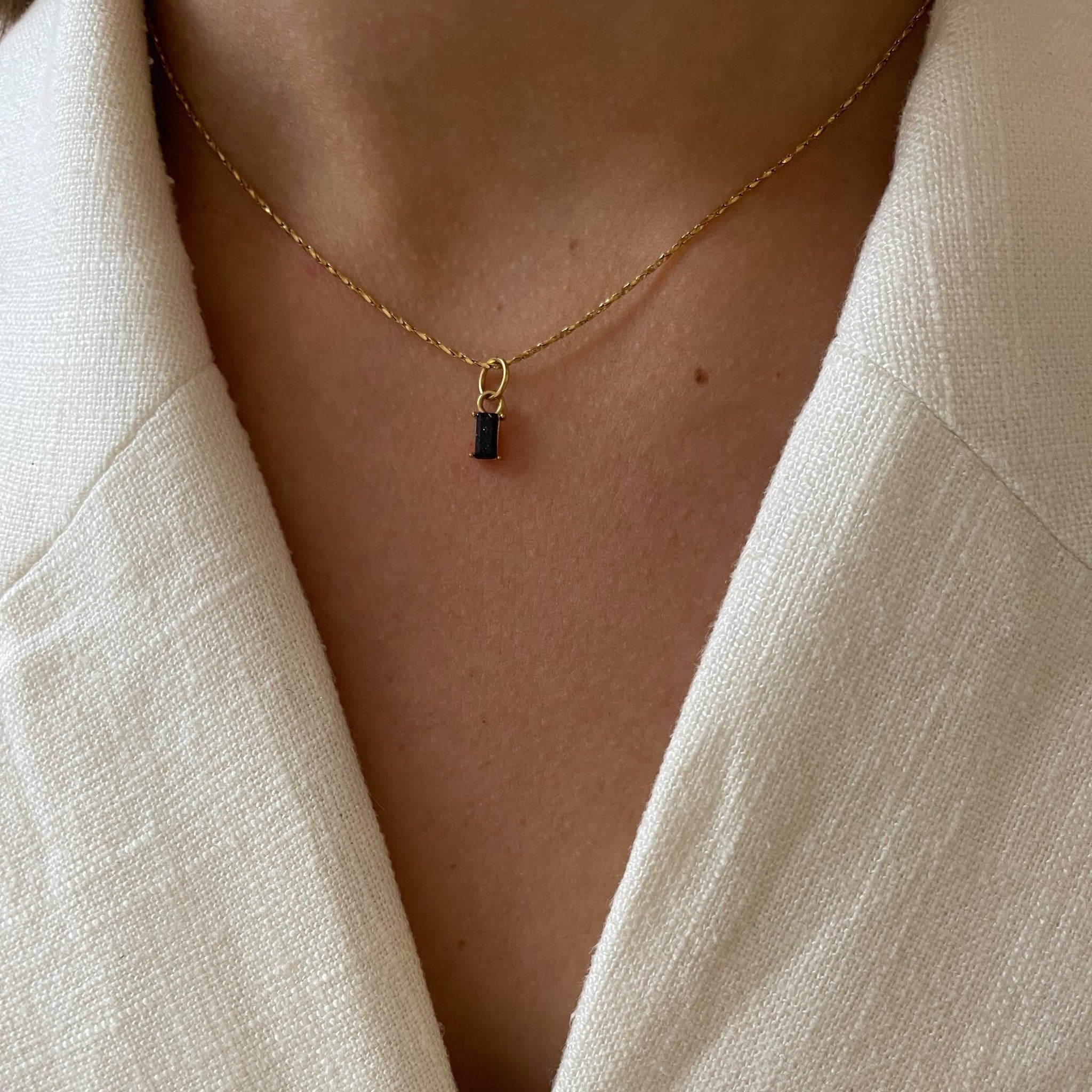 Necklace Blue Sandstone Baguette - ByNouck Jewelry