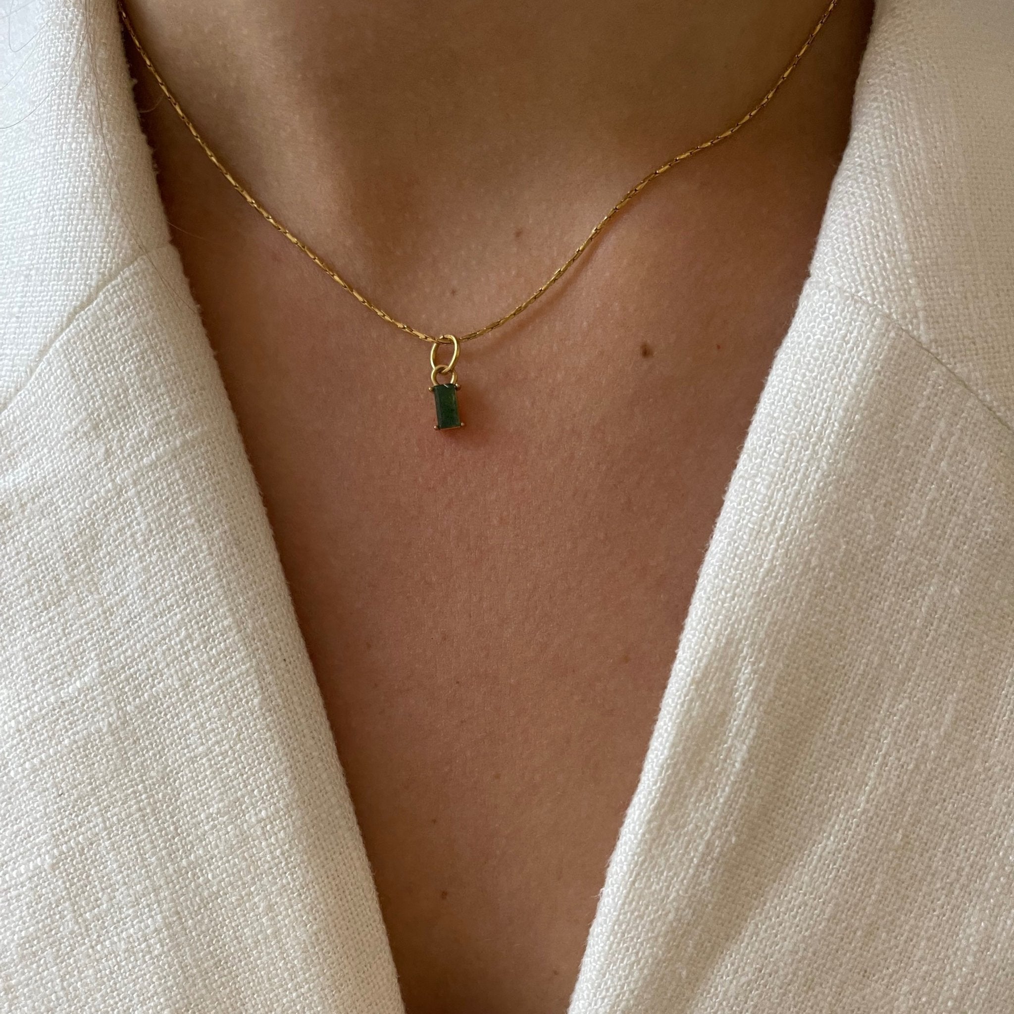 Necklace Green Quartz Baguette - ByNouck Jewelry