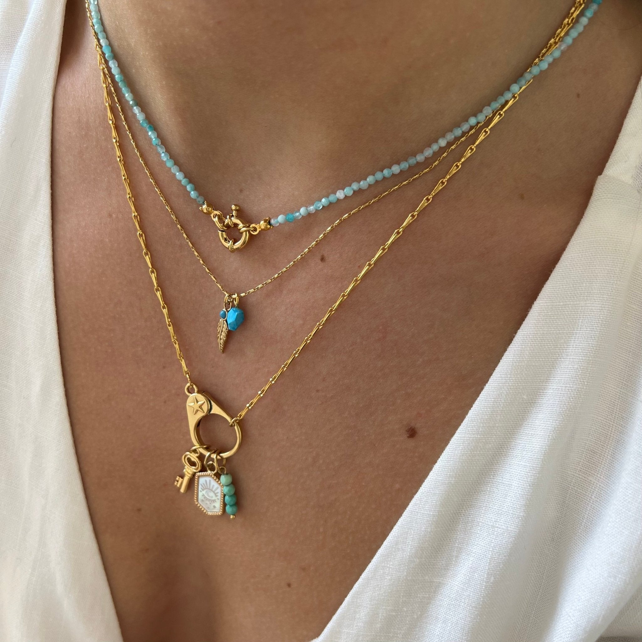 Necklace Manifest Stone Turquoise + initial - ByNouck Jewelry