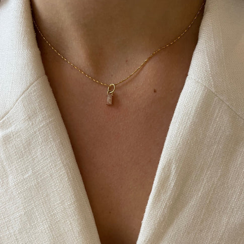Necklace Pink Star Baguette - ByNouck Jewelry
