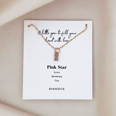 Necklace Pink Star Baguette - ByNouck Jewelry