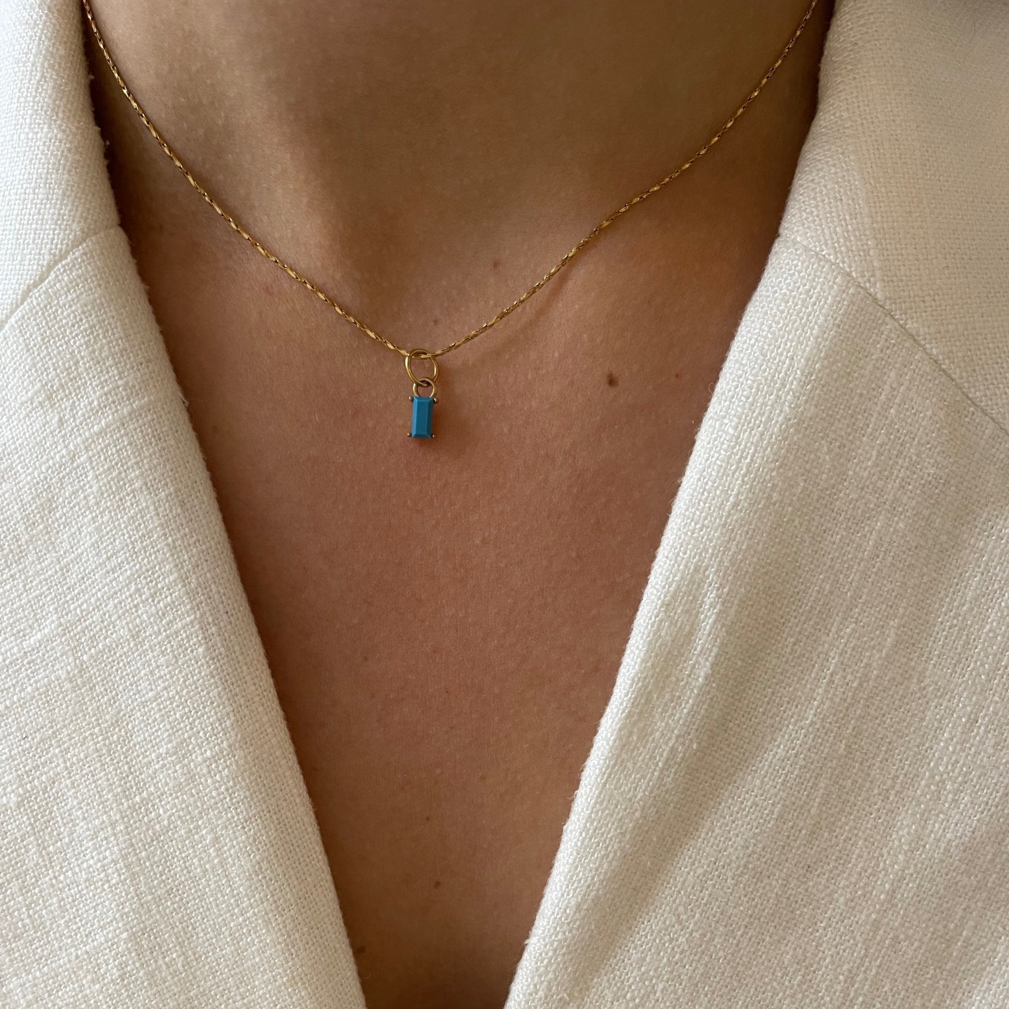 Necklace Turquoise Stone Baguette - ByNouck Jewelry