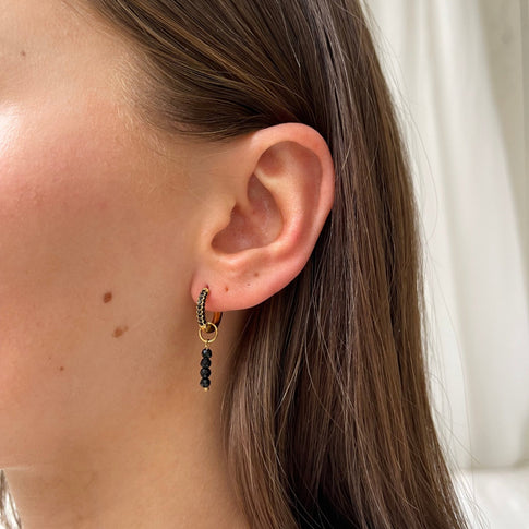 Onyx Hoop Black Beads - ByNouck Jewelry