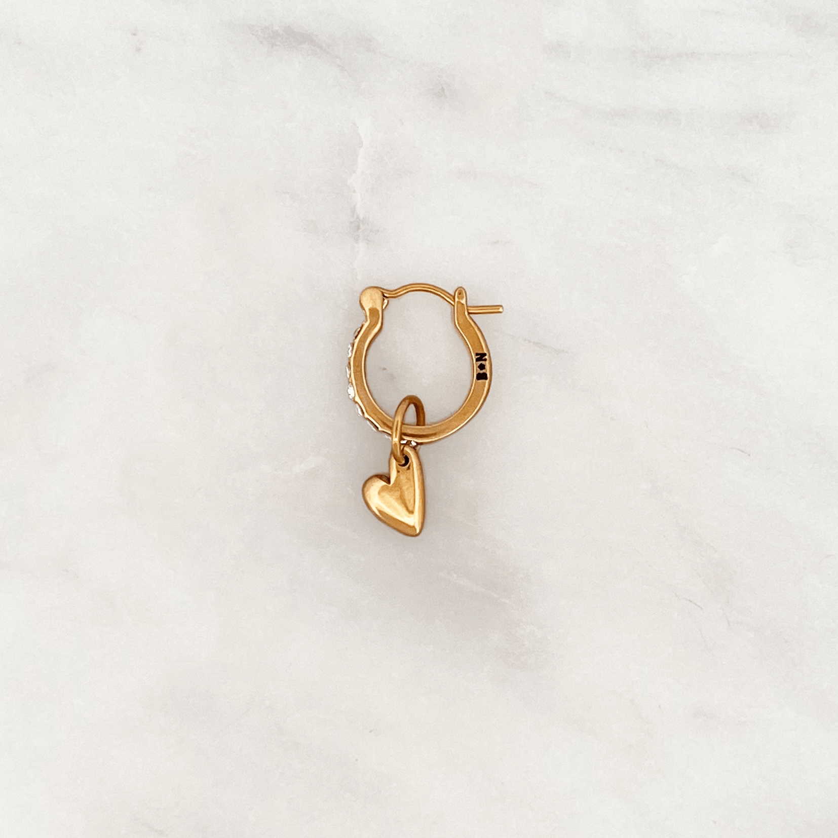 Rhinestones Hoop Little Heart - ByNouck Jewelry