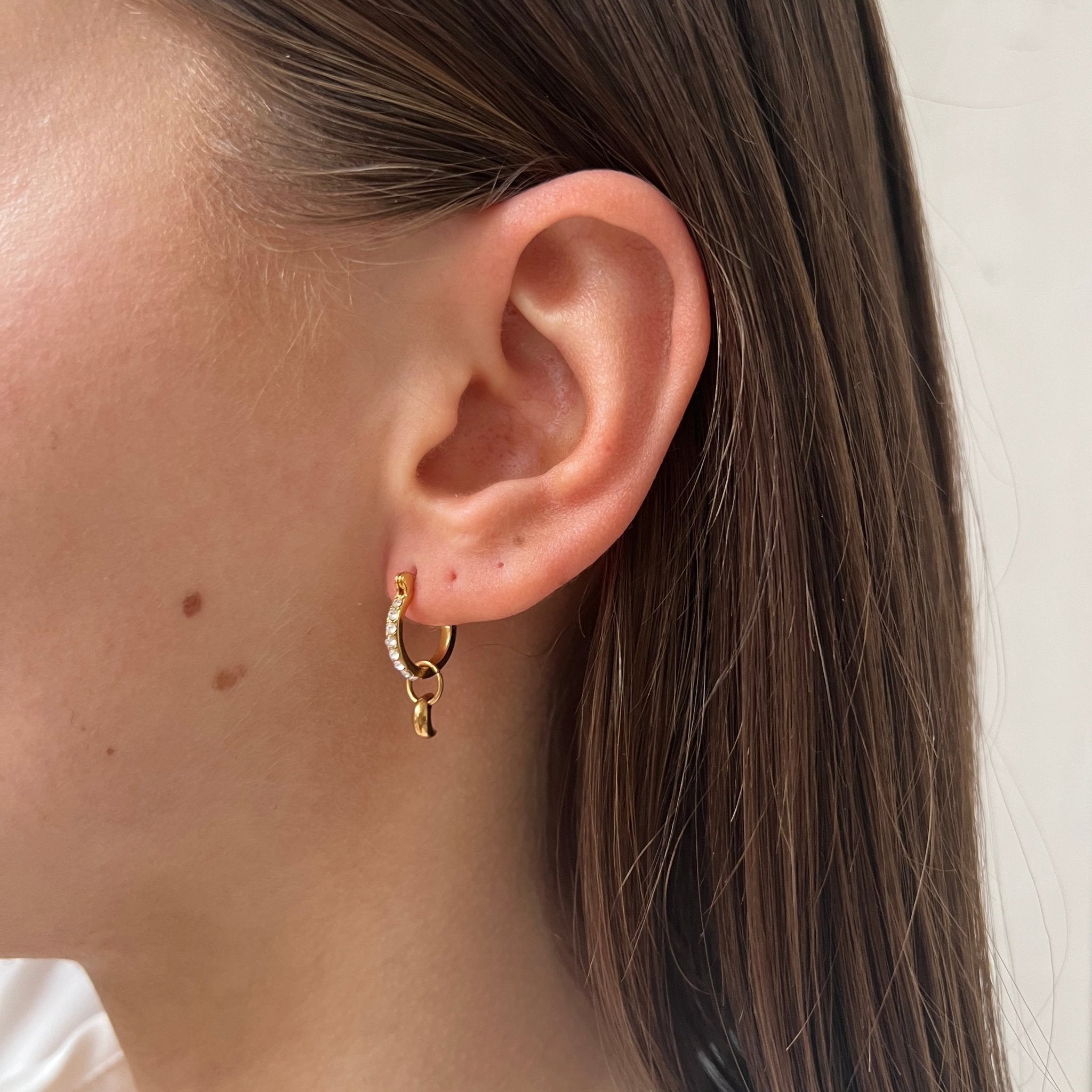 Rhinestones Hoop Little Moon - ByNouck Jewelry