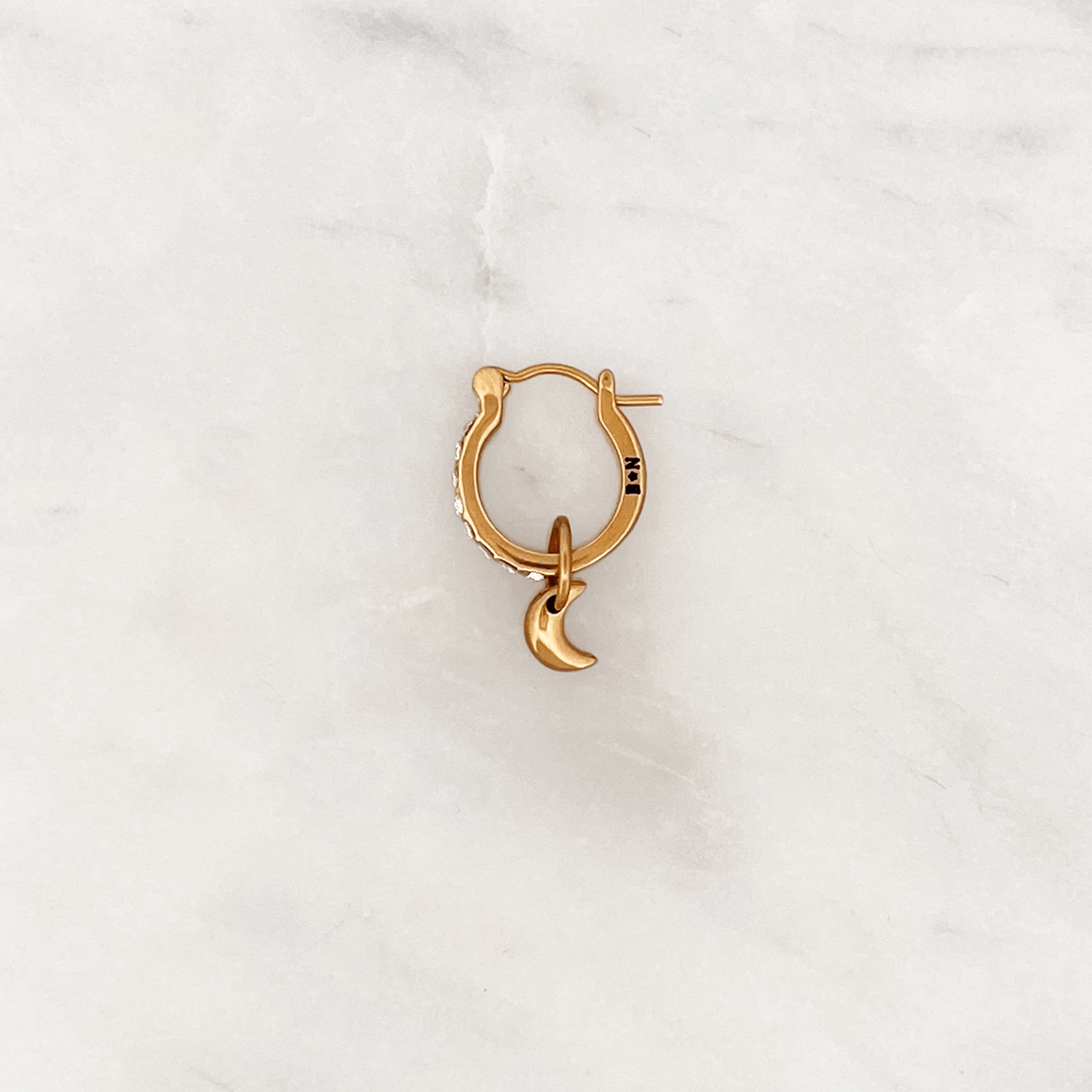Rhinestones Hoop Little Moon - ByNouck Jewelry