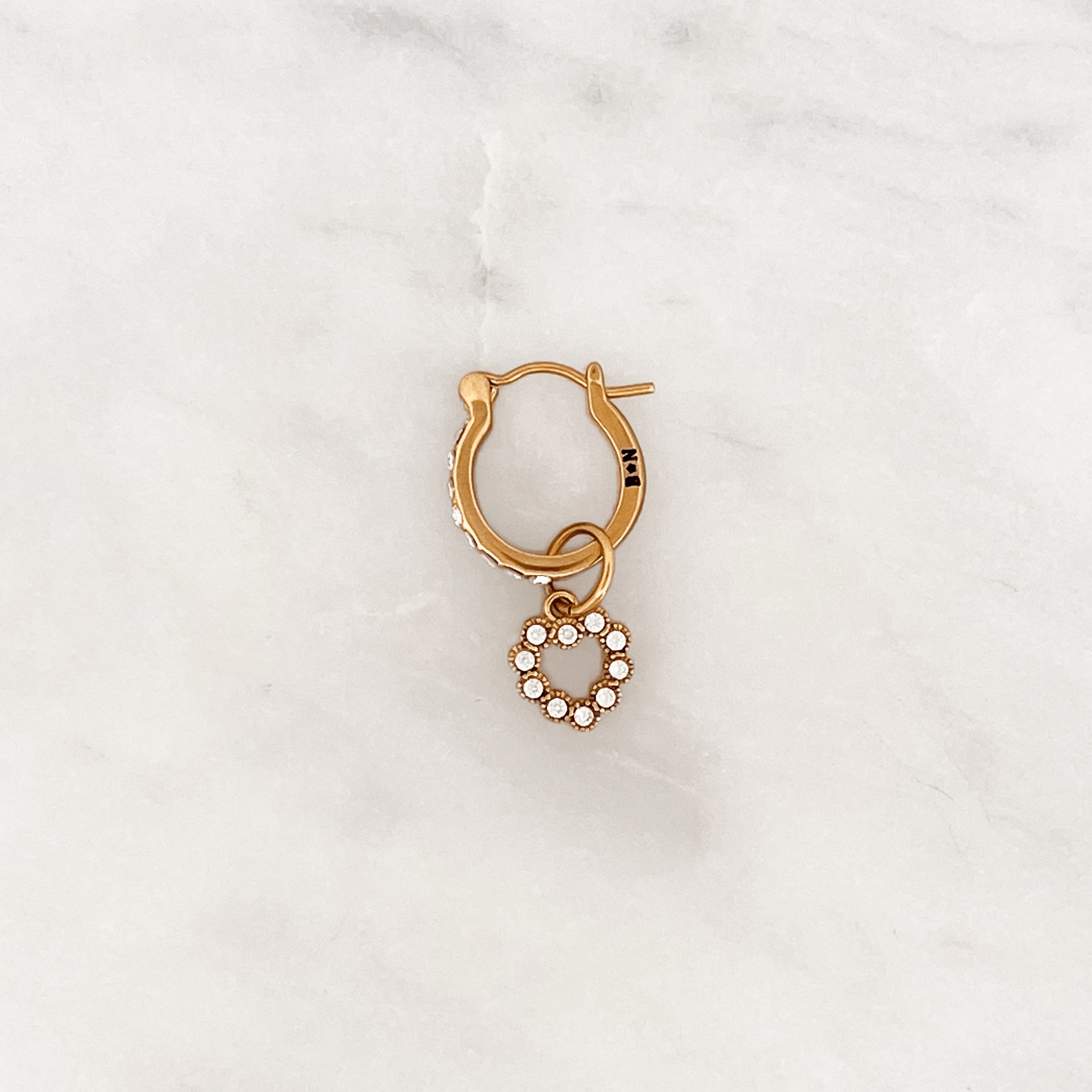 Rhinestones Hoop Small Bright Heart - ByNouck Jewelry