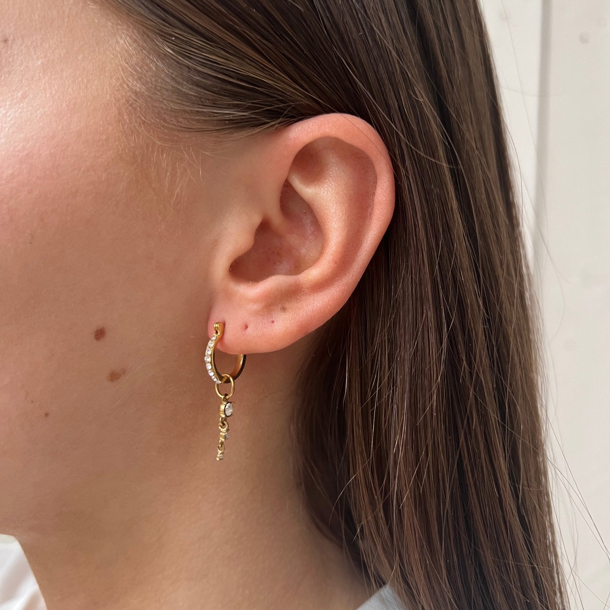 Rhinestones Hoop Triple Shiny Drops - ByNouck Jewelry