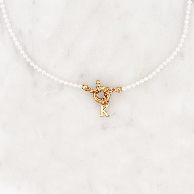 Small Pearls Choker Tiny Initial