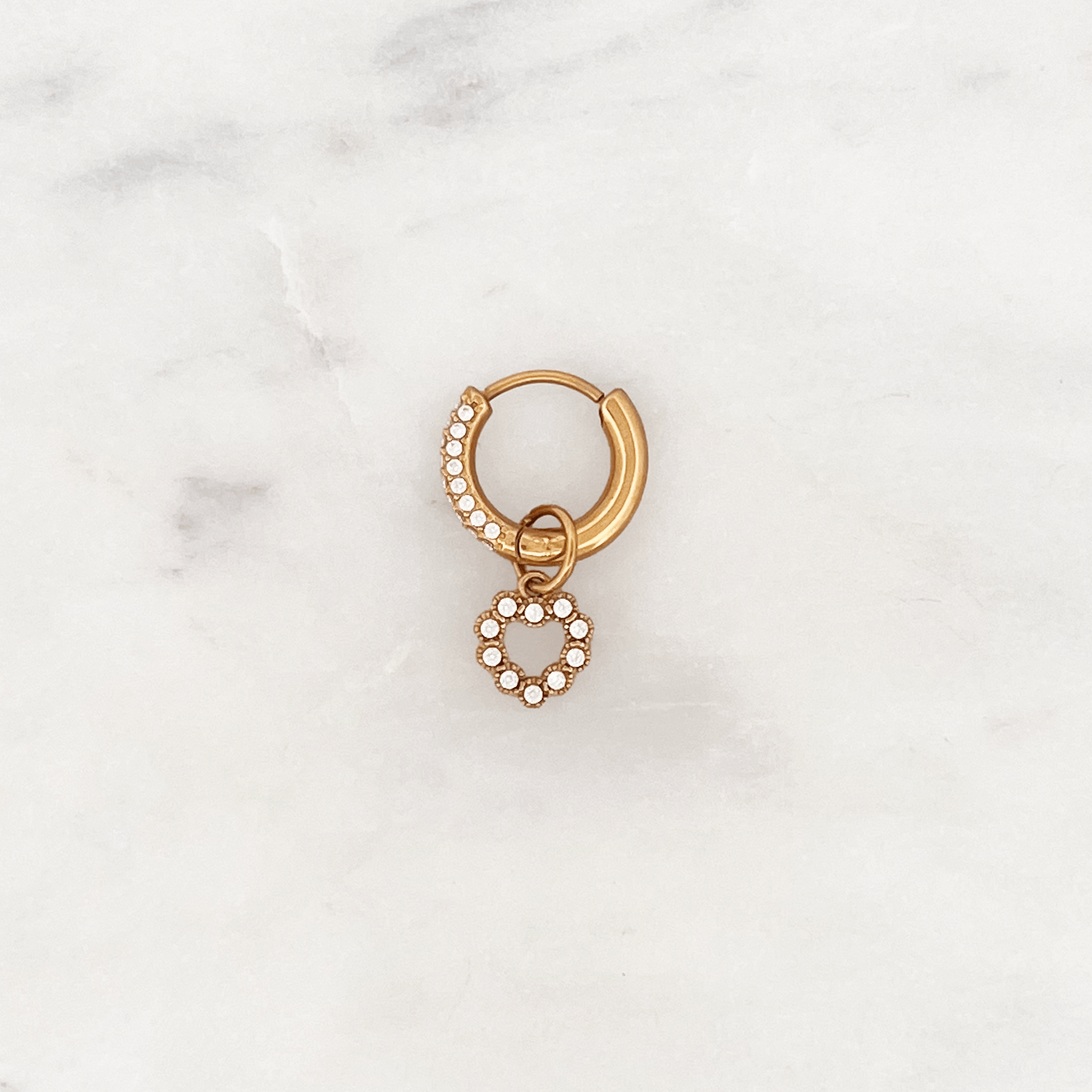 Shiny Hoop Small Bright Heart - ByNouck Jewelry