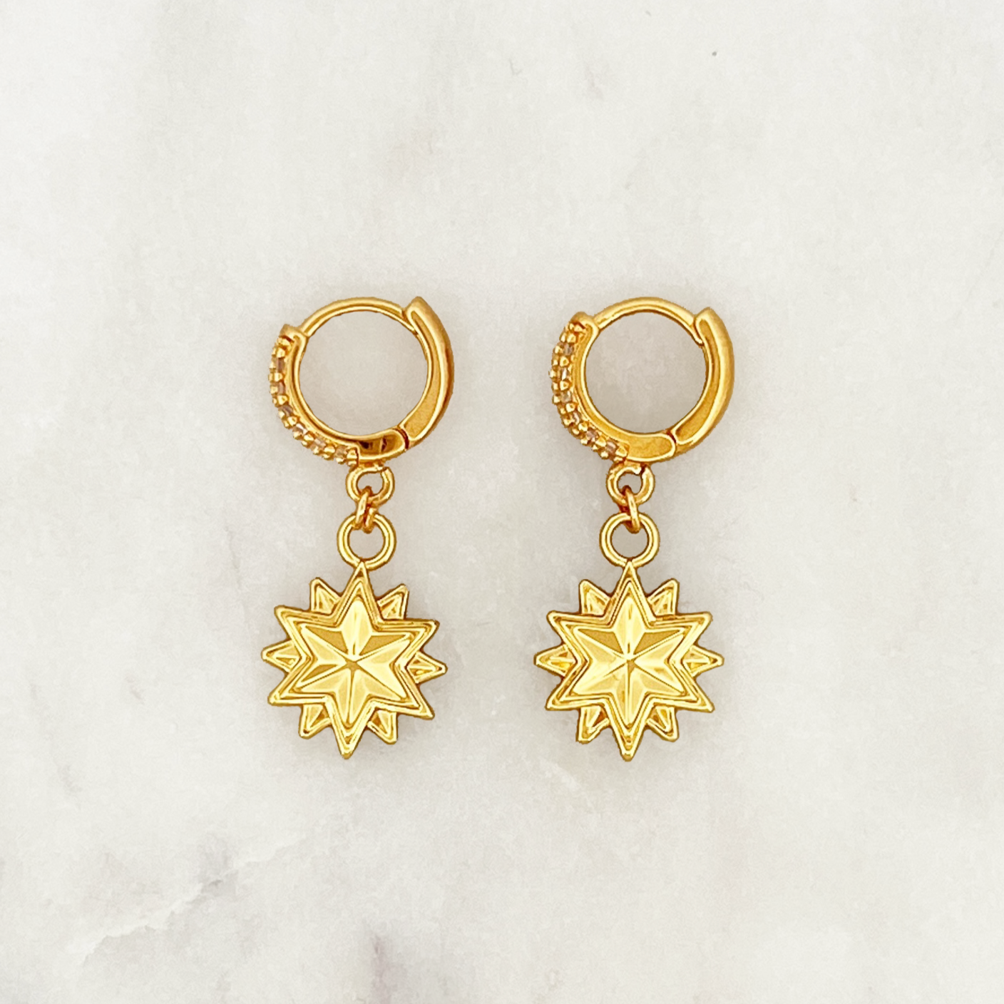 Anneaux d'Oreille Brillants Étoiles Doubles