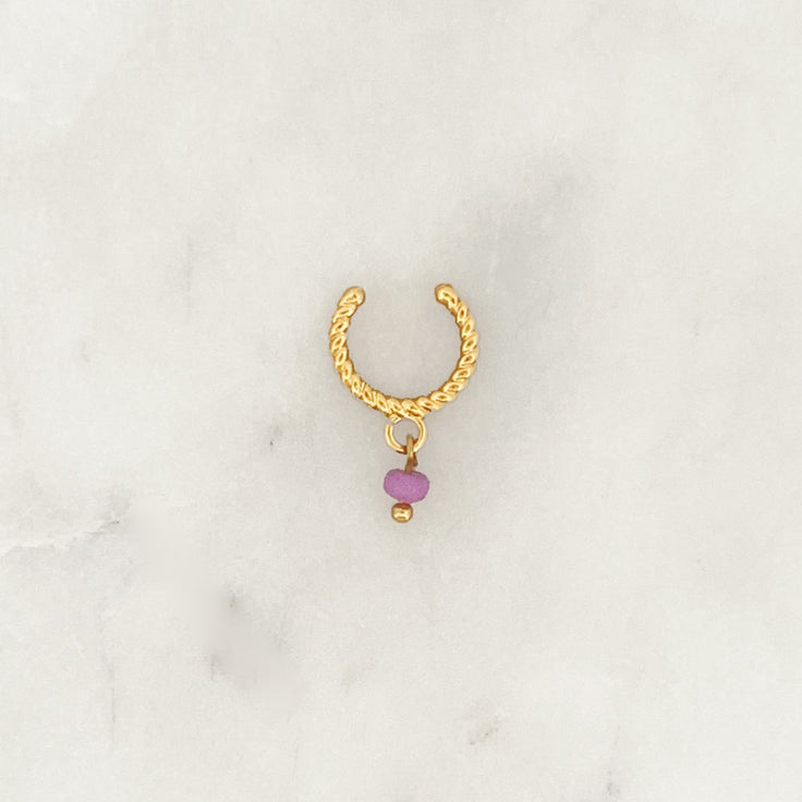 Twisted Earcuff Purple Bead