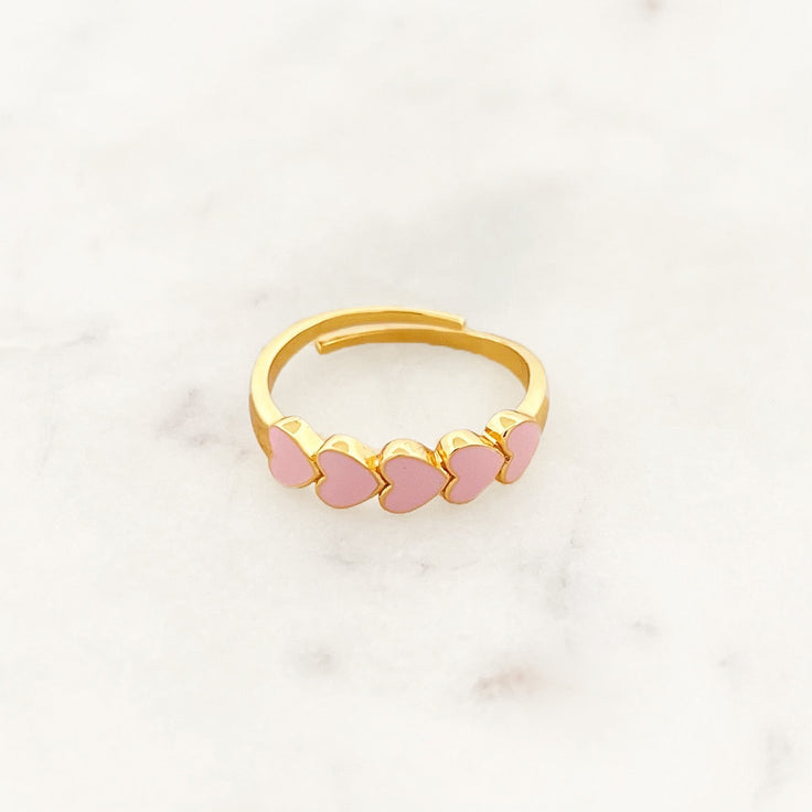 Pink Hearts Ring