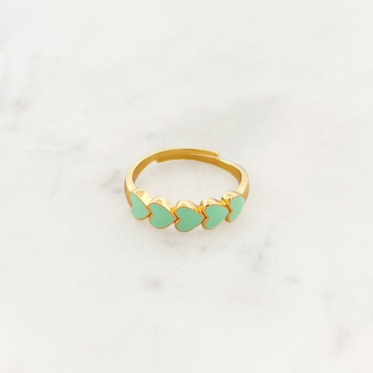 Mint Hearts Ring