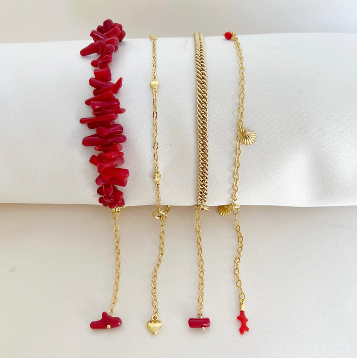 Anklet Red Coral Curb