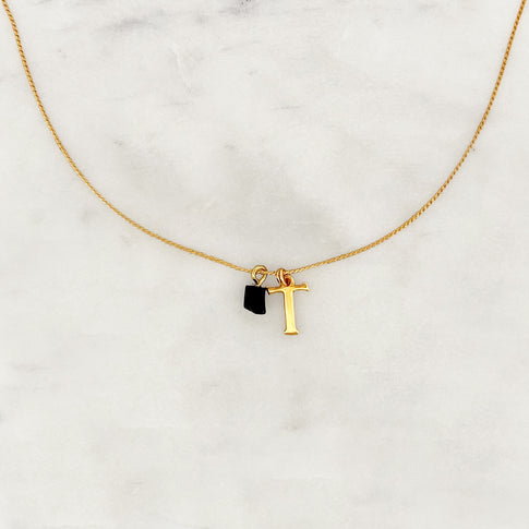 Necklace Initial Onyx