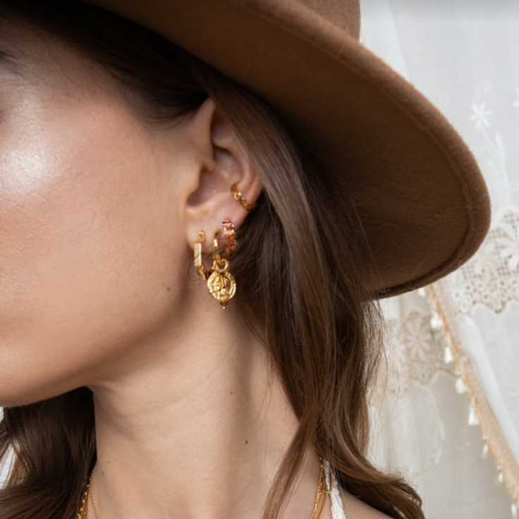 Small bamboo 2025 hoop earrings