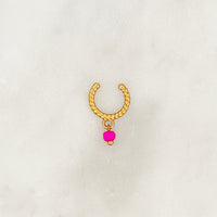 Twisted Earcuff Hot-Pink Bead