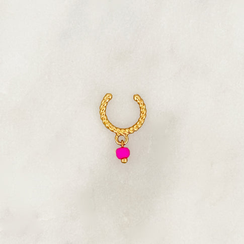 Torsadé Earcuff Hot-Pink Bead