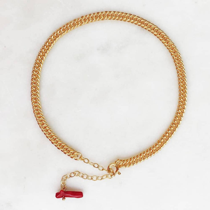 Anklet Small Curb Red | ByNouck - Handmade with ♥︎