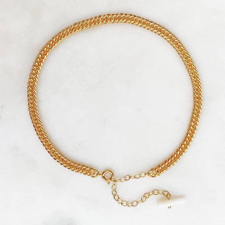 Anklet Small Curb White | ByNouck - Handmade with ♥︎