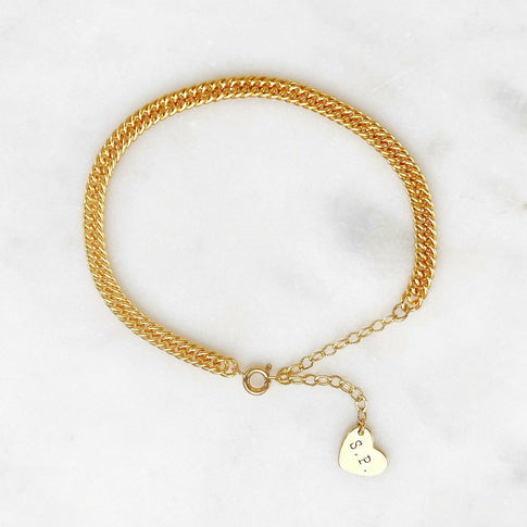 Bracelet Small Curb Heart Engrave | ByNouck - Handmade with ♥︎