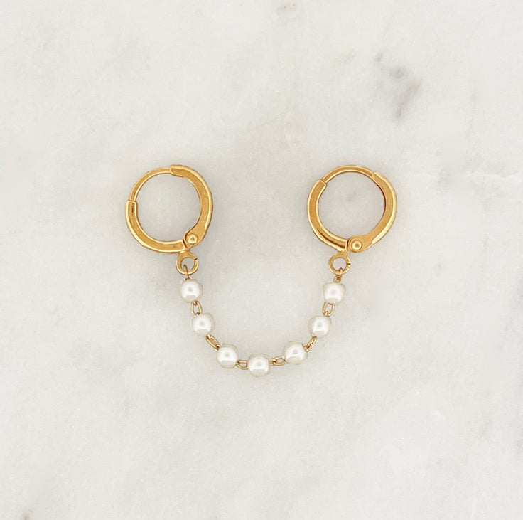 Double Earring Pearl Chain