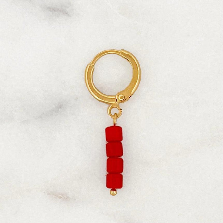 Earring 4 Red Cubes | ByNouck - Handmade with ♥︎
