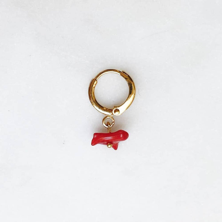 Earring Red Coral Piece | ByNouck - Handmade with ♥︎