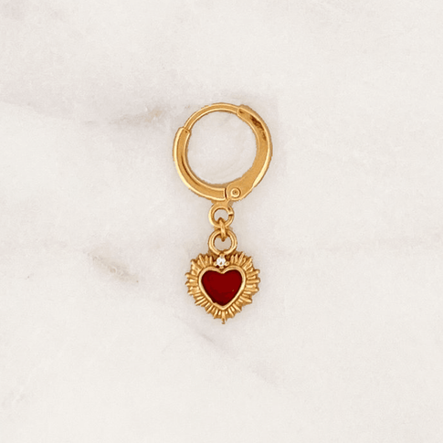Earring Tiny Bordeaux Heart | ByNouck - Handmade with ♥︎
