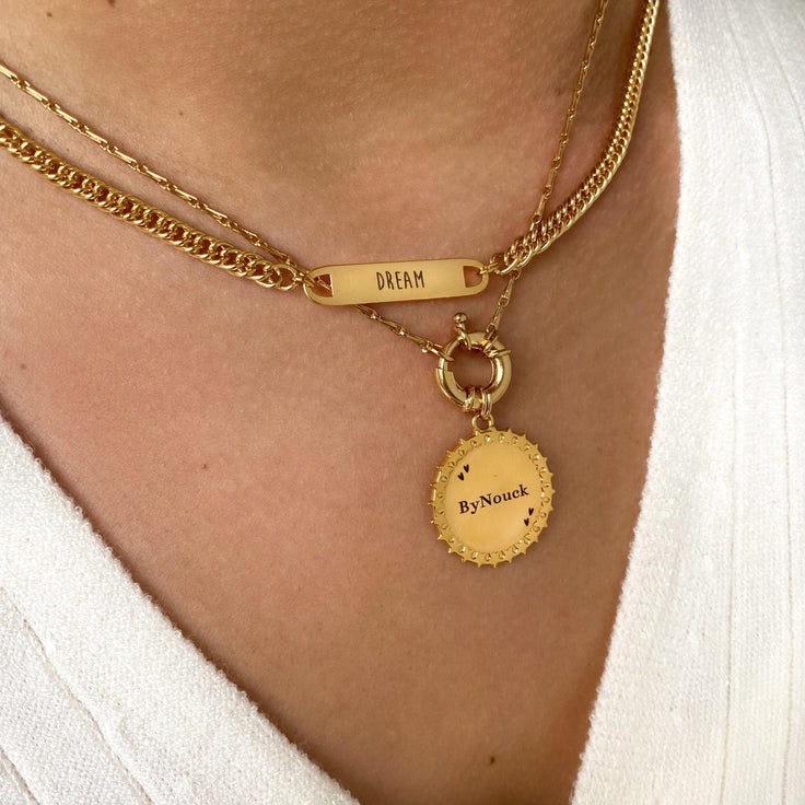 Fine Chain Necklace Engrave Star Coin | ByNouck - Handmade with ♥︎