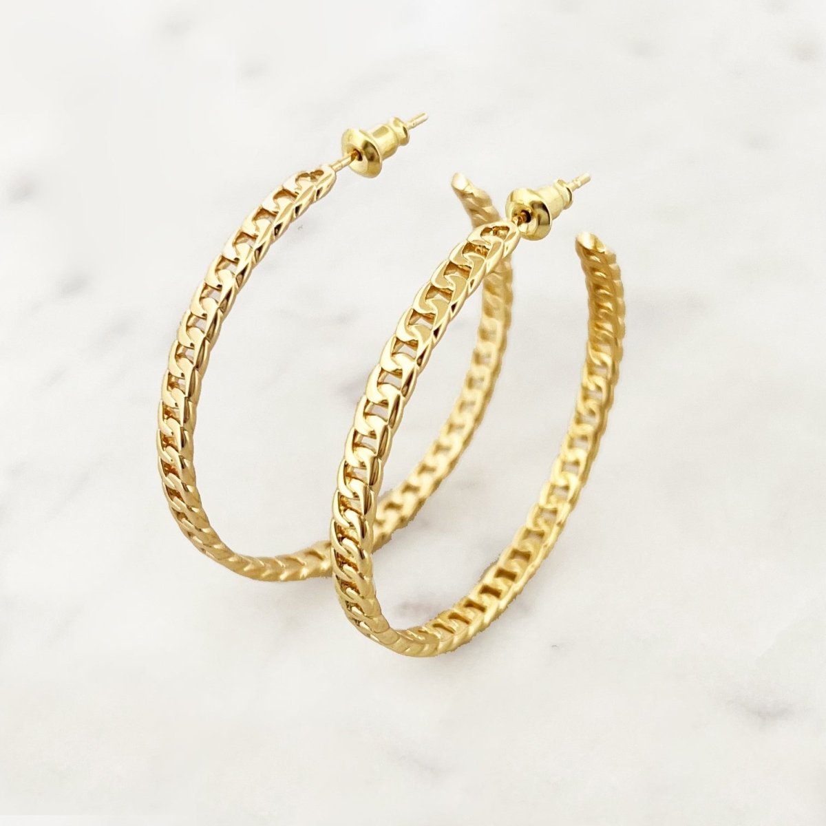 Flat Curb Hoop Set - ByNouck Jewelry