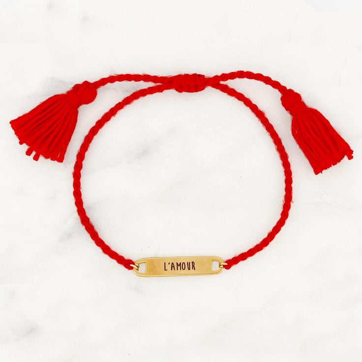 Red Bracelet Engrave Loop Bar | ByNouck - Handmade with ♥︎