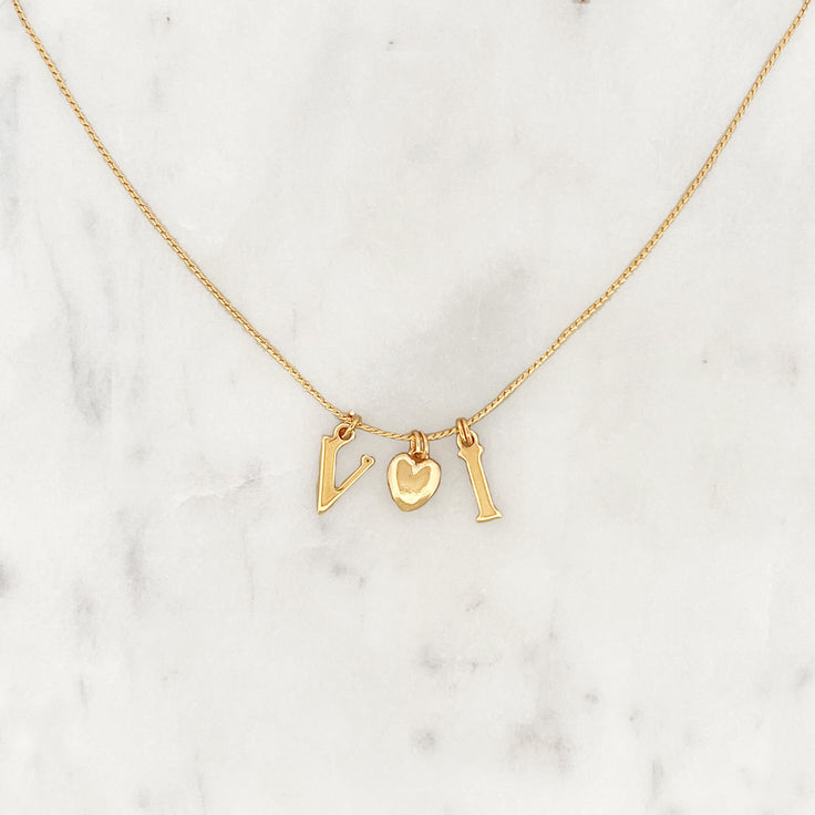 Small Initial Love Necklace