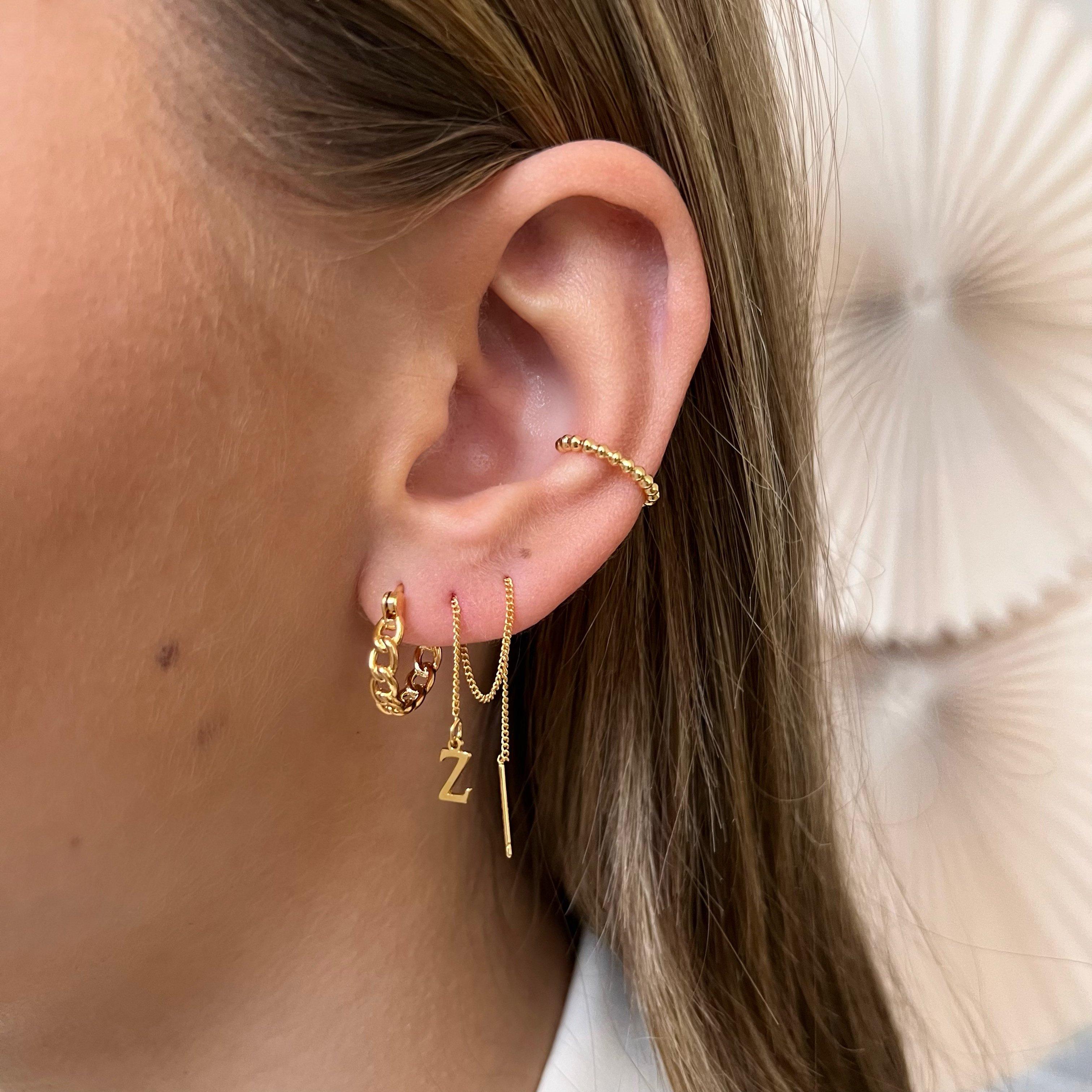 Initial threader store earrings